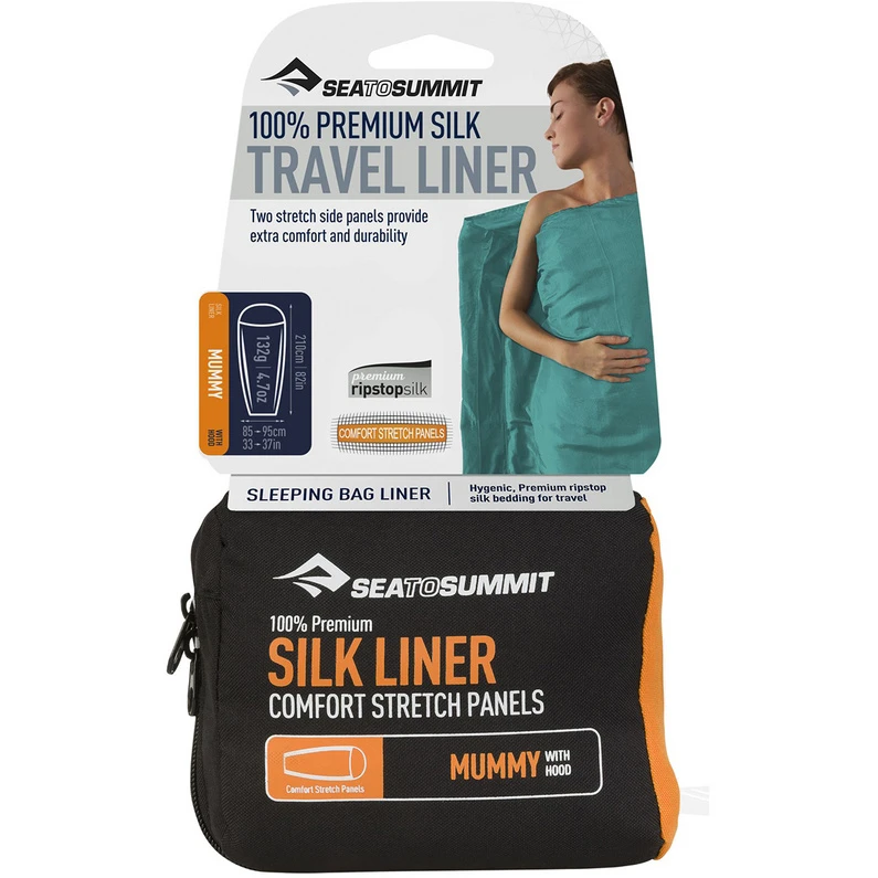 Sea To Summit Silk Stretch Liner Mummy With Hood & Box 6 Sea To Summit Silk Stretch Liner Mummy With Hood & Box - Afbeelding 4